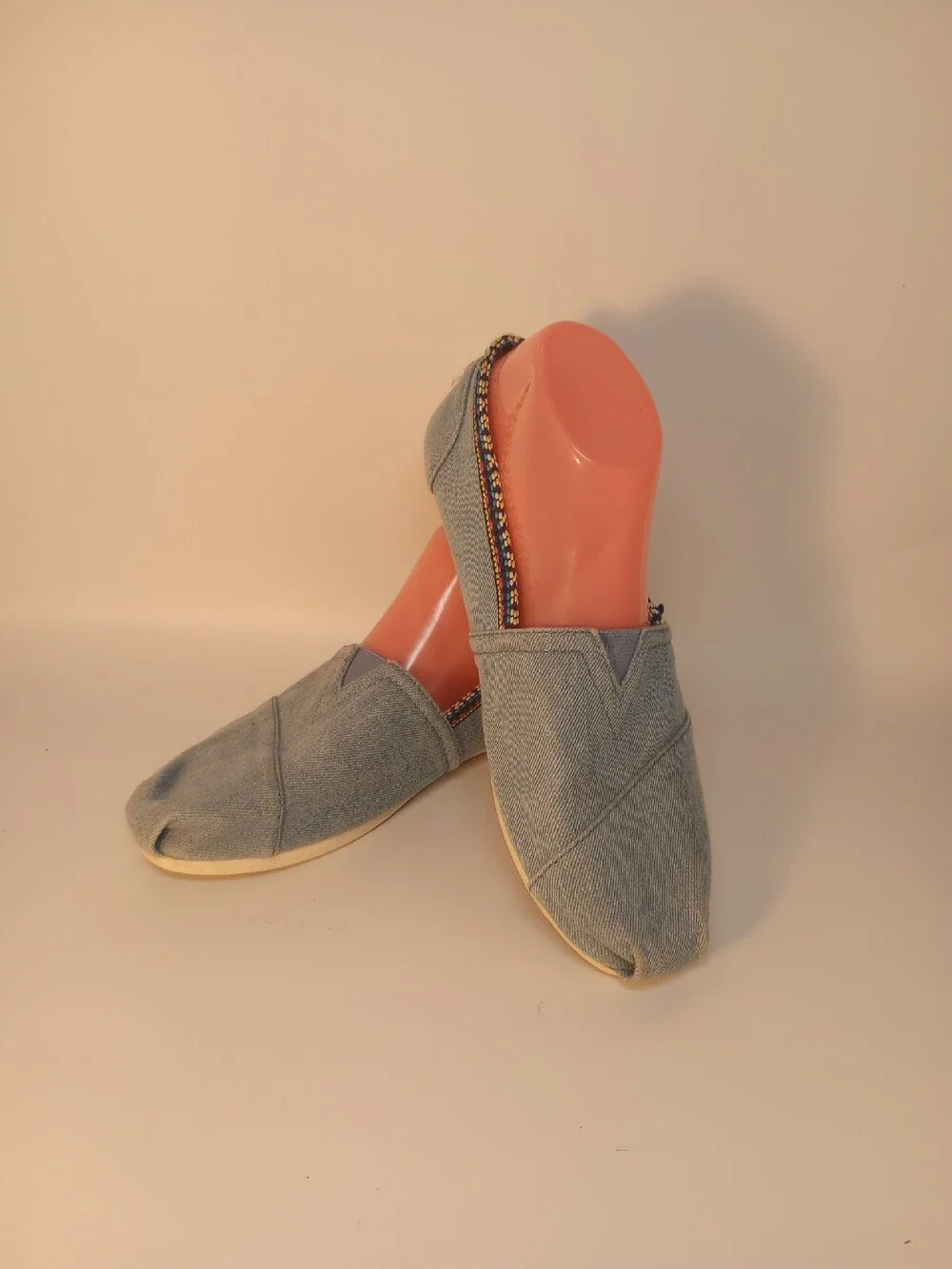 Bobs Skechers Lt Blue Denim Slip On Espadrille Casual Shoes Women's Size 8.5M